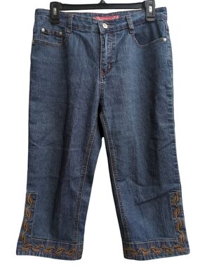 COS Jeans Y2K Embroidered Denim Crop Jeans Size 6 Boho Cottagecore Coastal
